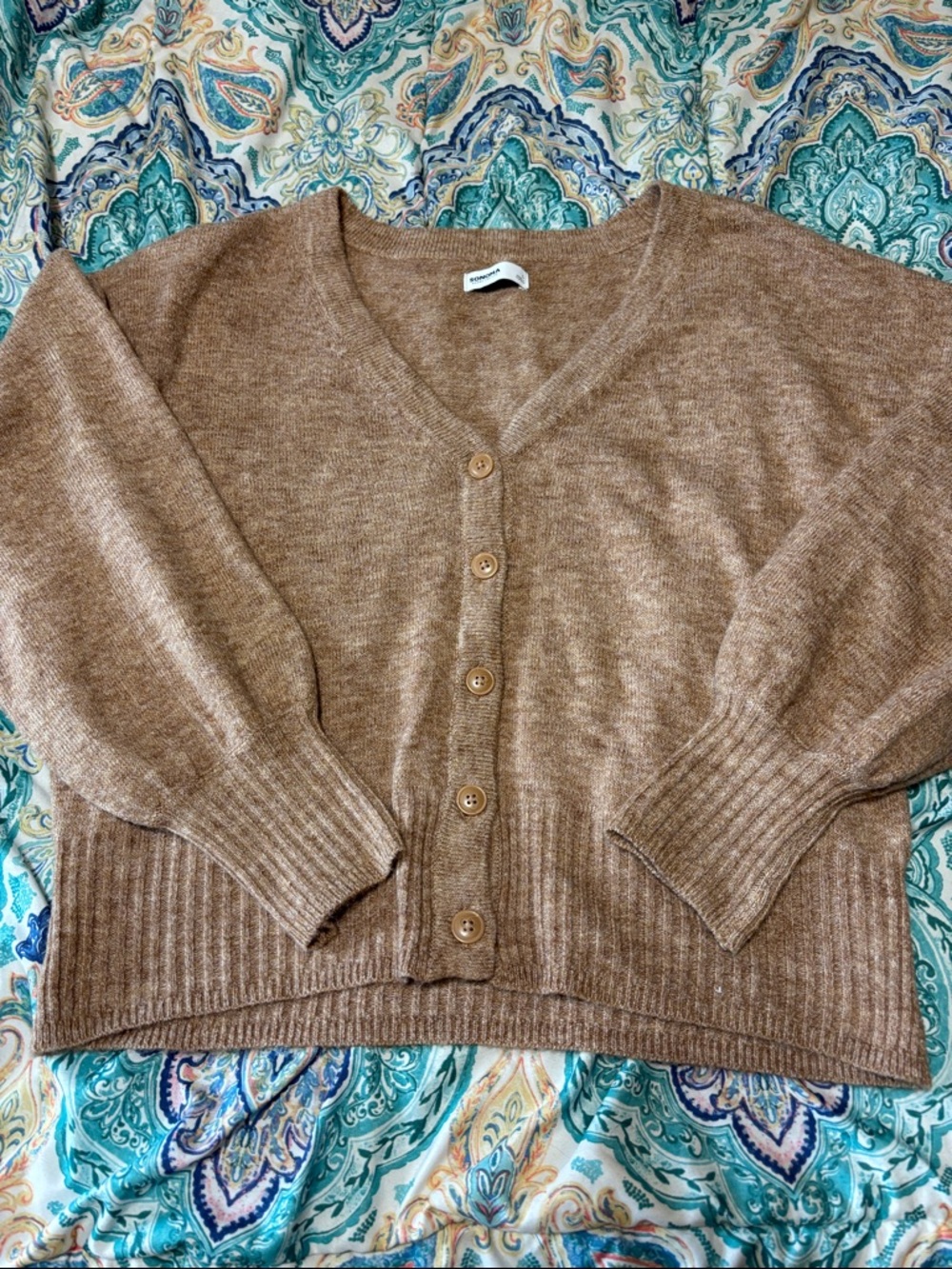 Sonoma Brown V-Neck Button Cardigan